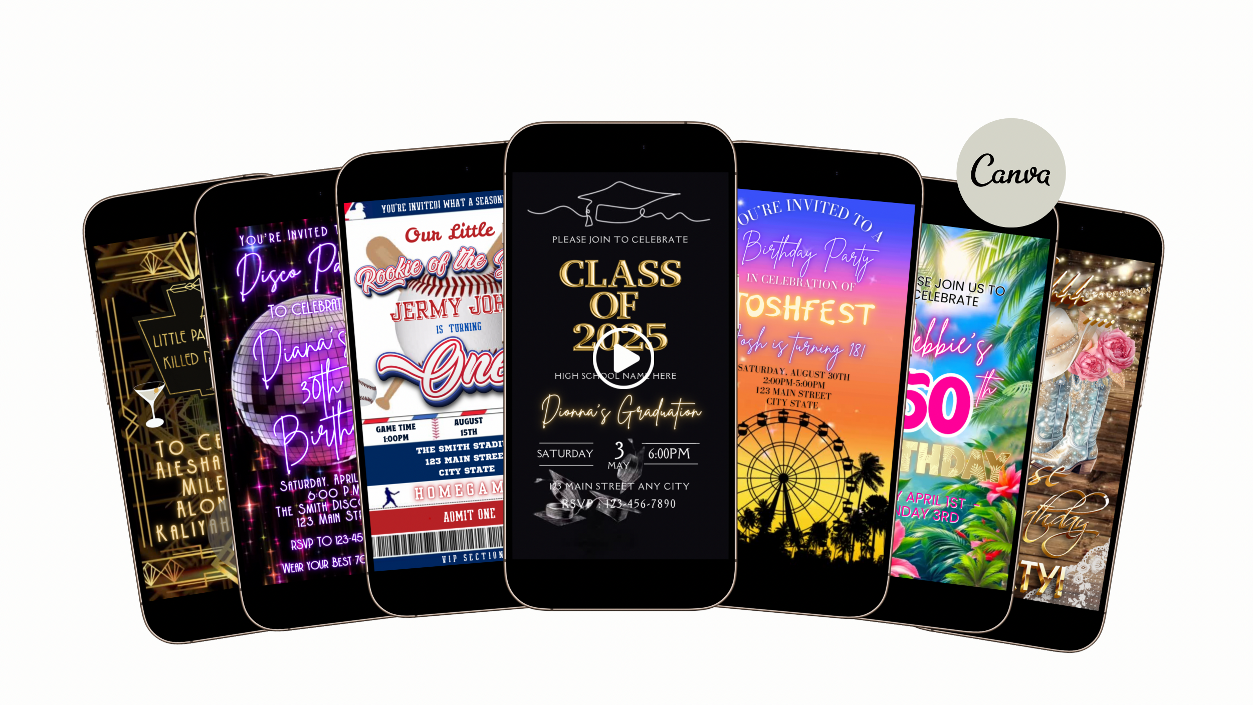 Editable Canva video invitations and animated party templates for birthdays, baby showers, and events. Easy to customize. Instant digital download.