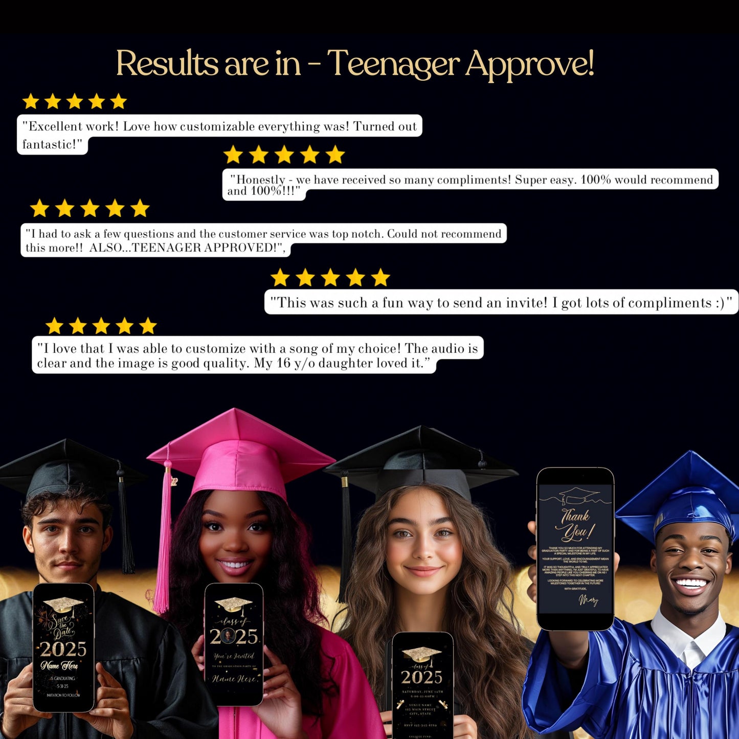 Gold Graduation Party Video Invitation Photo Template 2025 Grad Canva Evite Template Graduation Animated Editable Invite and Announcement